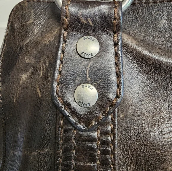 Frye Melissa tote bag in dark brown leather. - Picture 3 of 12